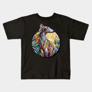 Borzoi, stained glass. I love borzois. Kids T-Shirt